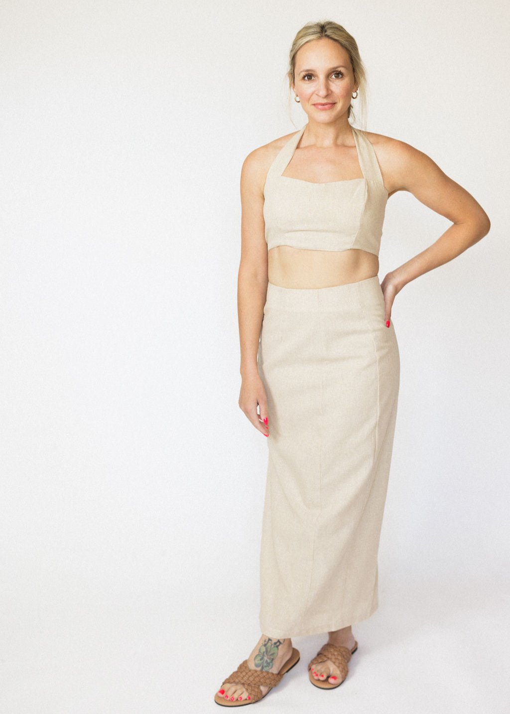 Linen 2-Piece Halter & Skirt Set