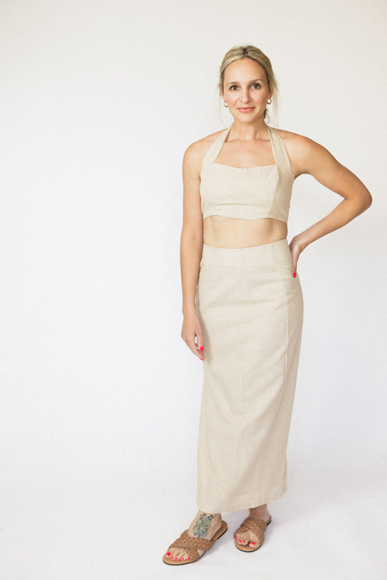 Linen 2-Piece Halter & Skirt Set