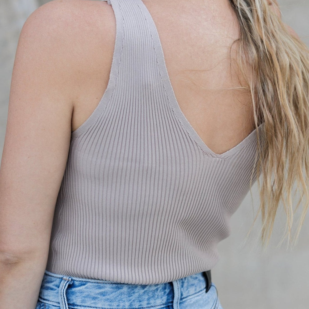 Ribbed V-Cut Bodysuit