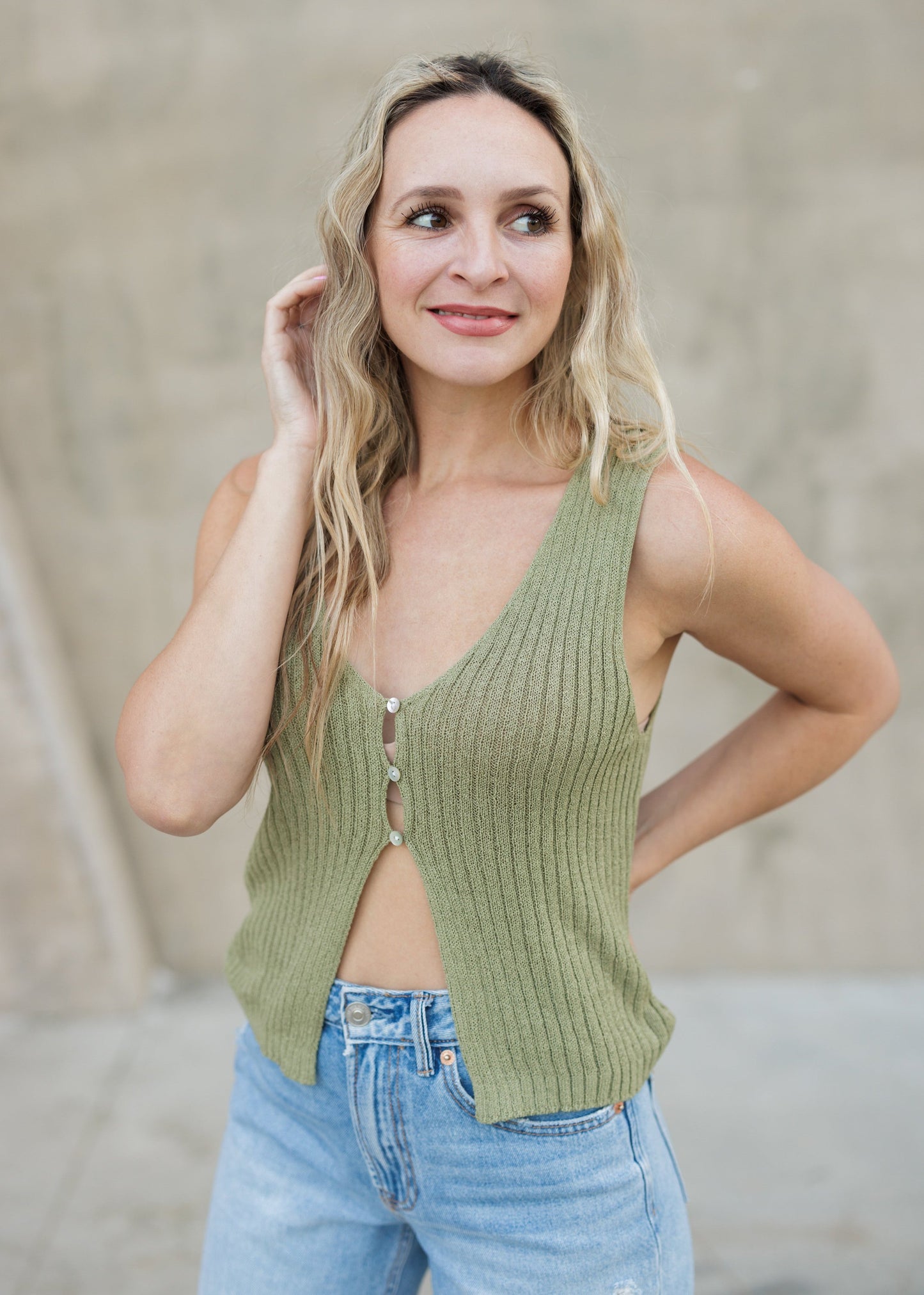 Knit Button Vest